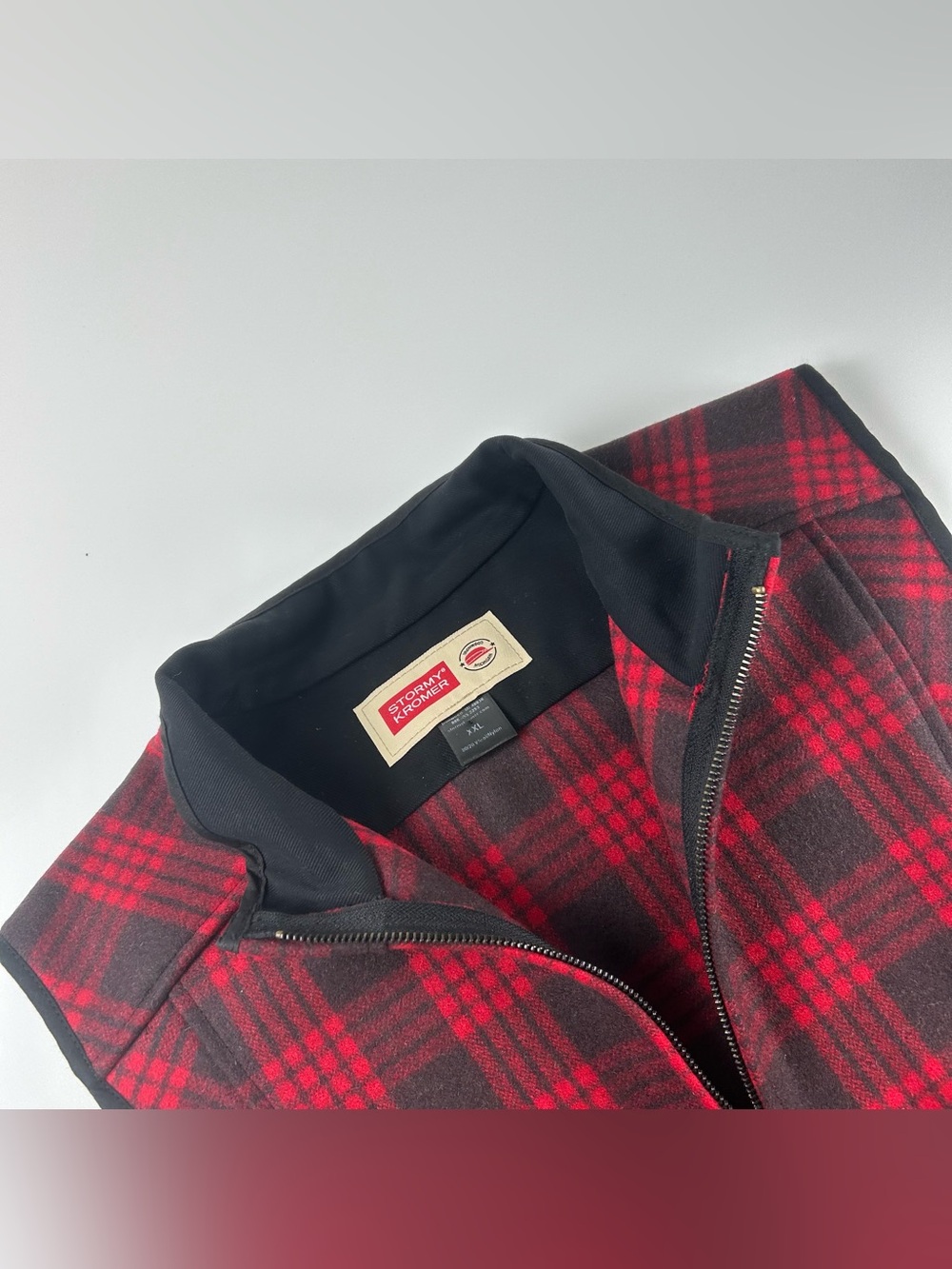 Stormy Kromer WMNS SZ XXL Ida Vest Wool Blend Buffalo Plaid Red Black Full Zip